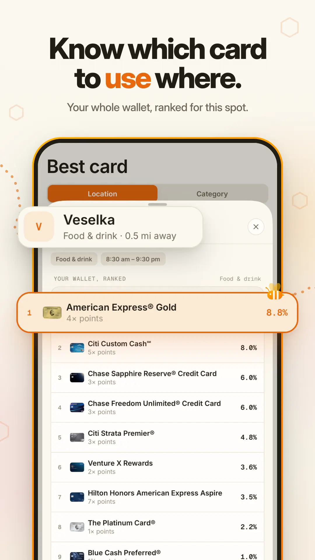 Know which card to use where.